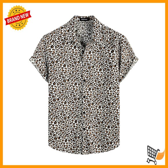 Floral Hawaiian Shirt Cotton Button Down Short Sleeve Summer Beach Casual